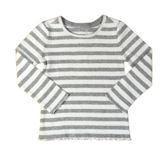 Gymboree Girl's Gray and White Stripes Long Sleeve Shirt, Size 2T - Picture 1 of 3